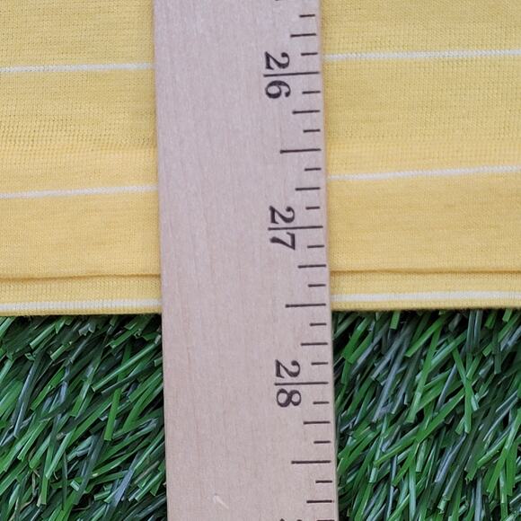 Vintage 90s MOD Striped Polo Shirt XL 22x28 Yellow White - Picture 12 of 12